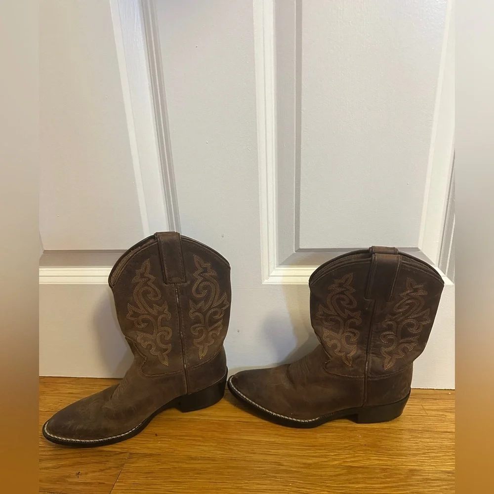 Justin Kids Brown Western Cowboy Boots 12 1/2D Bay Westerner 2253C